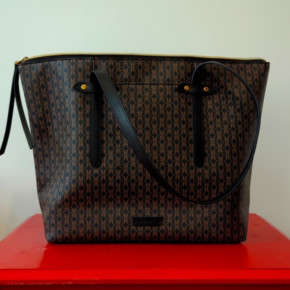 Fossil Brown Patterned Tote Bag - Picture 4 of 6